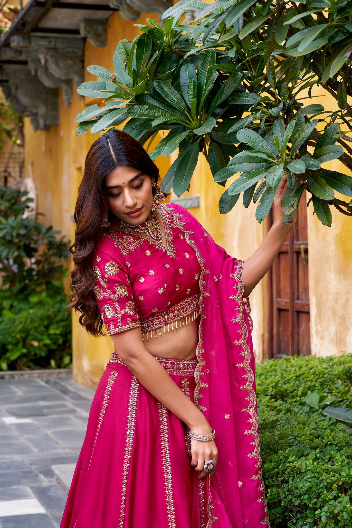 TILTON WEDDING SPECIAL NATURAL SILK SEQUINS AND THEREAD EMBROIDERED LEHENGA CHOLI WITH DUPATTA