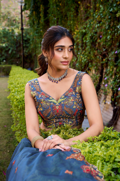 TILTON WEDDING SPECIAL CHANDA SILK SEQUINS AND THREAD EMBROIDERED LEHENGA CHOLI WITH DUPATTA