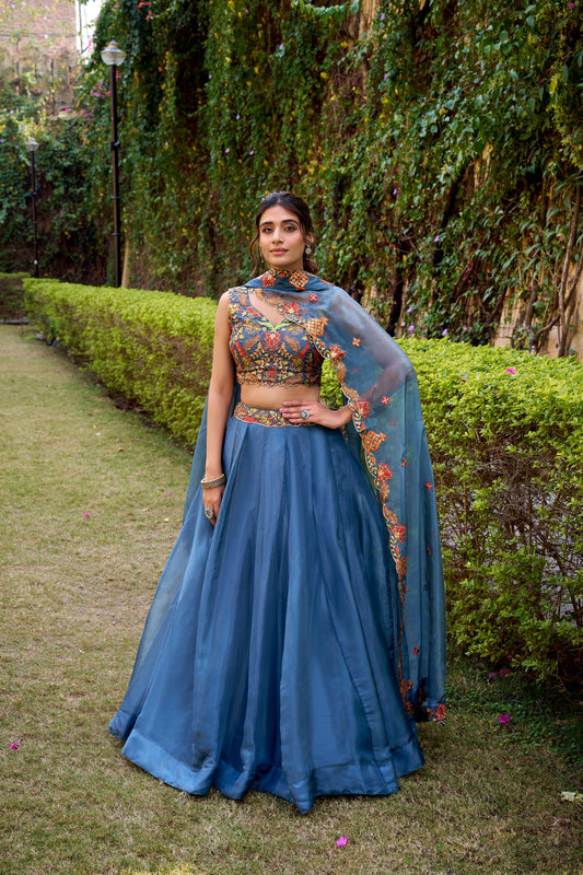 TILTON WEDDING SPECIAL CHANDA SILK SEQUINS AND THREAD EMBROIDERED LEHENGA CHOLI WITH DUPATTA