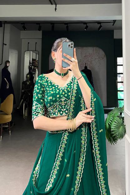 GEORGETTE EMBROIDERED LEHENGA CHOLI WITH DUPATTA(WD68)