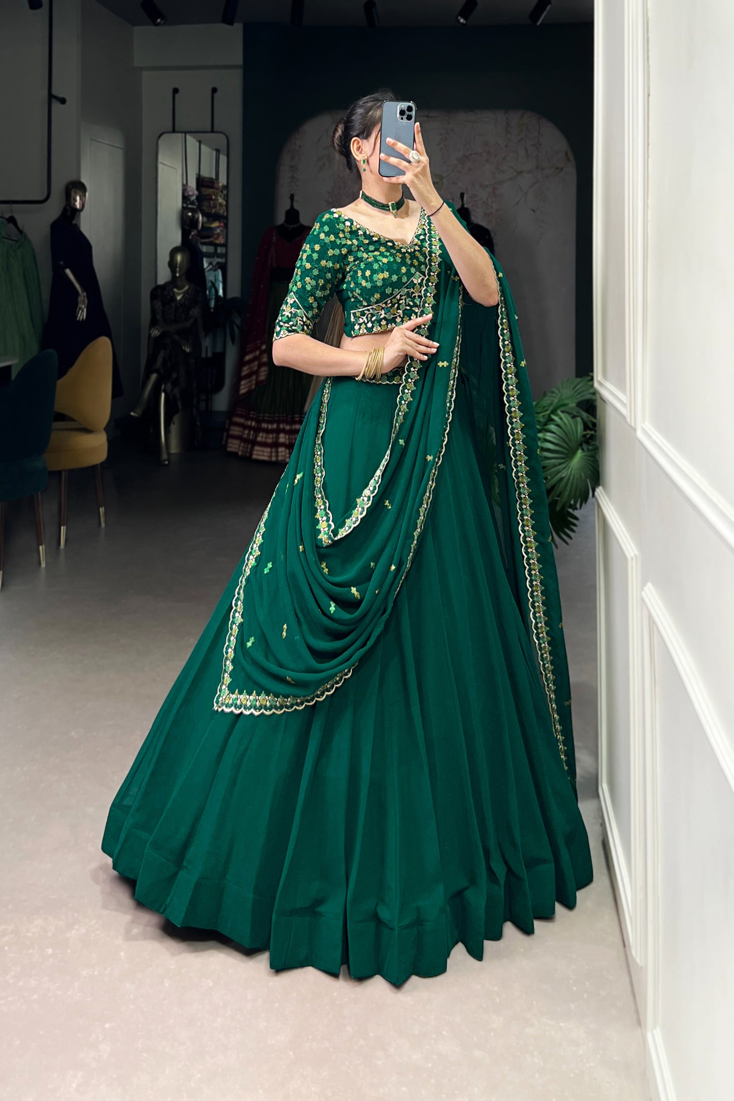 TILTON GEORGETTE EMBROIDERED LEHENGA CHOLI WITH DUPATTA