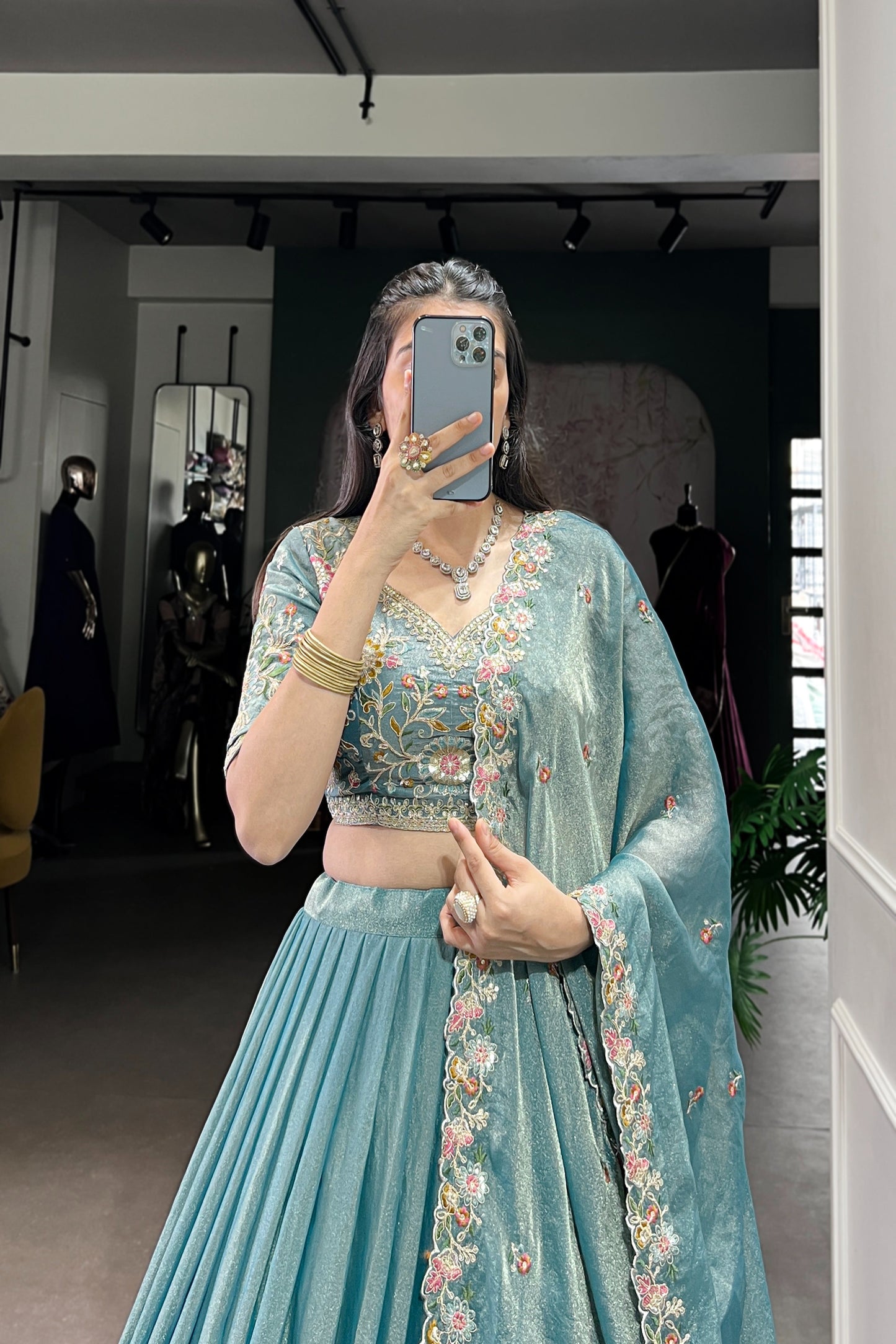 TILTON FESTIVE SPECIAL ZARI SHIMMER THREAD EMBROIDERED LEHENGA CHOLI WITH DUPATTA