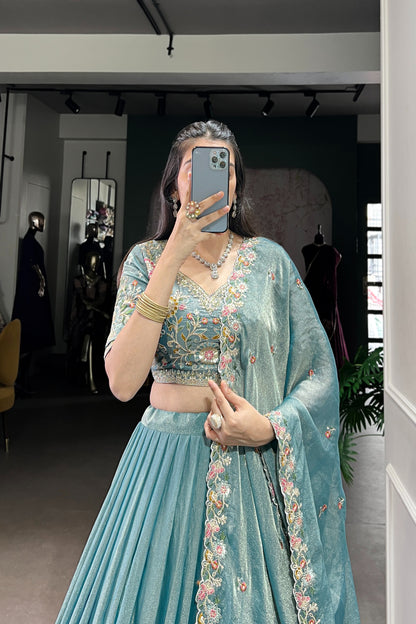 TILTON FESTIVE SPECIAL ZARI SHIMMER THREAD EMBROIDERED LEHENGA CHOLI WITH DUPATTA