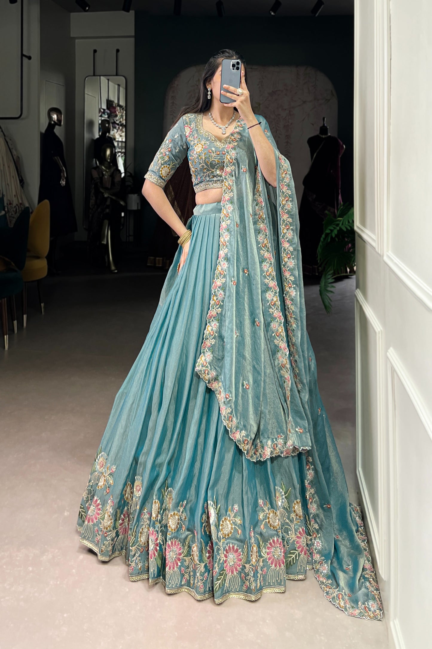 TILTON FESTIVE SPECIAL ZARI SHIMMER THREAD EMBROIDERED LEHENGA CHOLI WITH DUPATTA