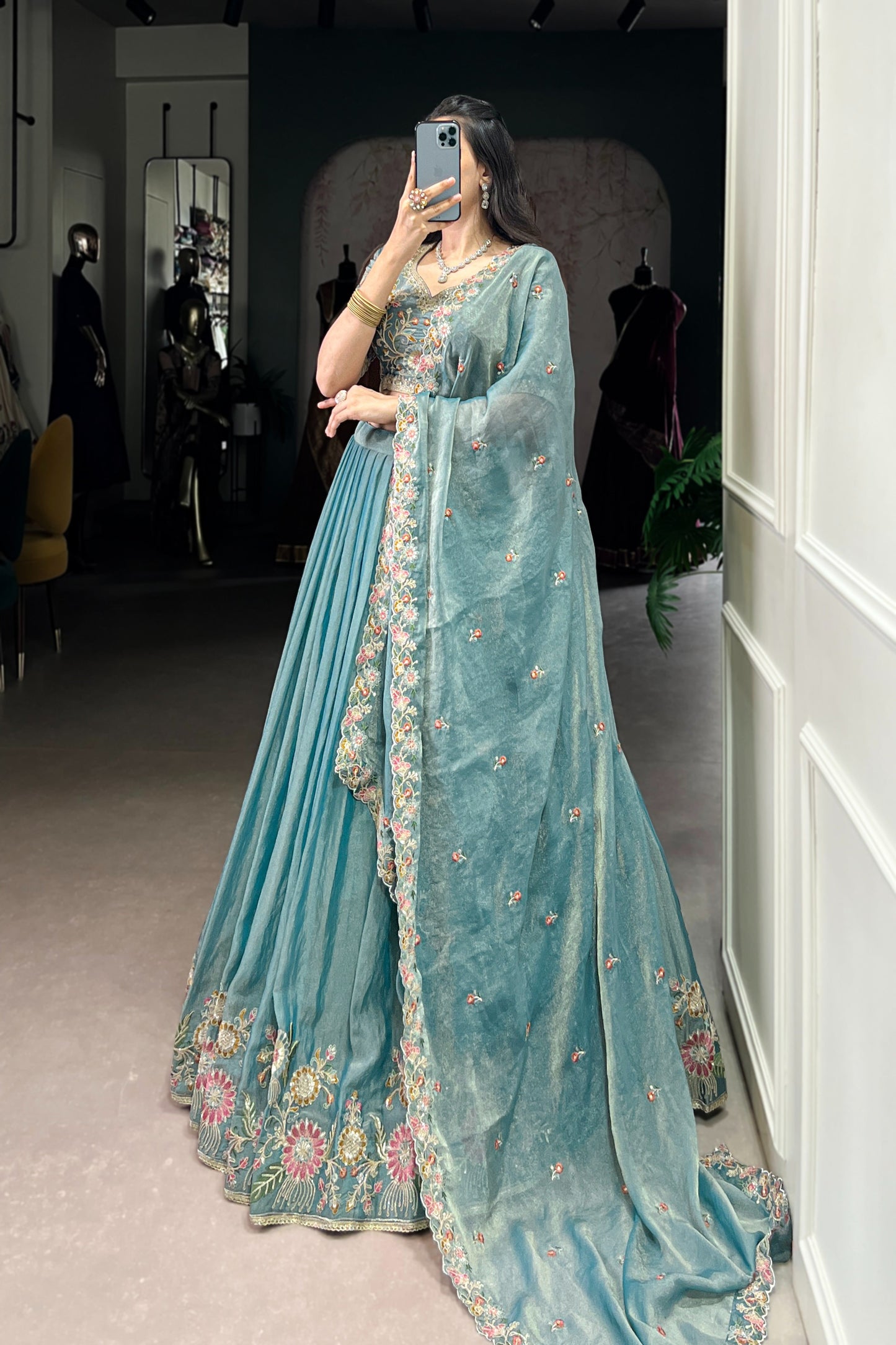 TILTON FESTIVE SPECIAL ZARI SHIMMER THREAD EMBROIDERED LEHENGA CHOLI WITH DUPATTA