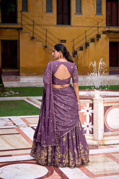 WEDDING SPECIAL CHOCOLATE CRUSH SEQUINS EMBROIDERY LEHENGA CHOLI (WDN135)