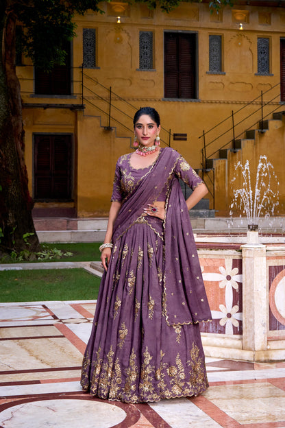 WEDDING SPECIAL CHOCOLATE CRUSH SEQUINS EMBROIDERY LEHENGA CHOLI (WDN135)