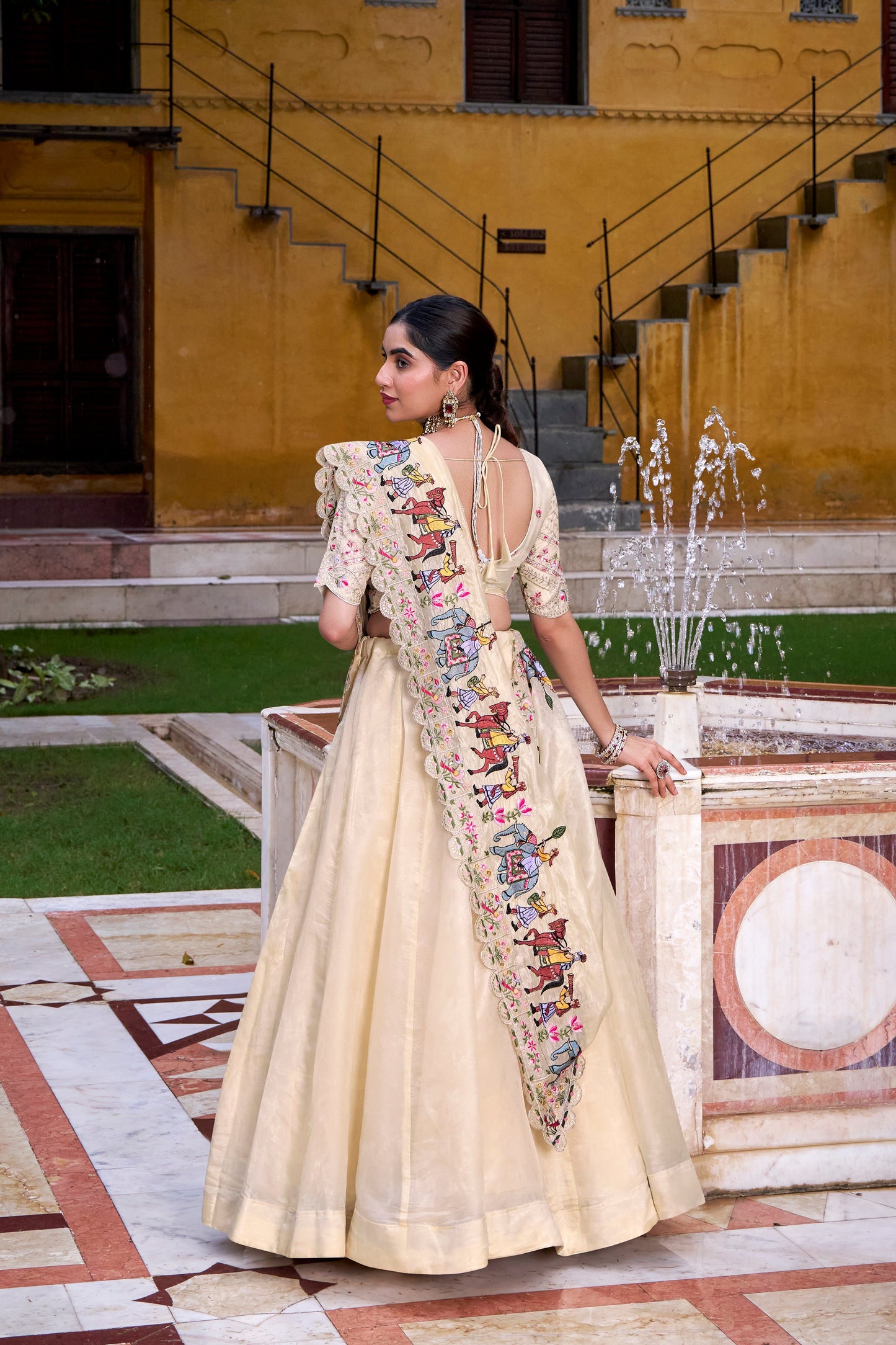 TILTON WEDDING SPECIAL RASPBERRY SEQUINS AND THREAD EMBROIDERY LEHENGA CHOLI