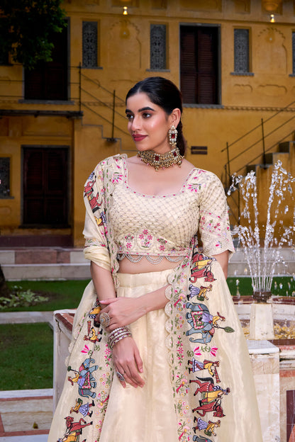 TILTON WEDDING SPECIAL RASPBERRY SEQUINS AND THREAD EMBROIDERY LEHENGA CHOLI