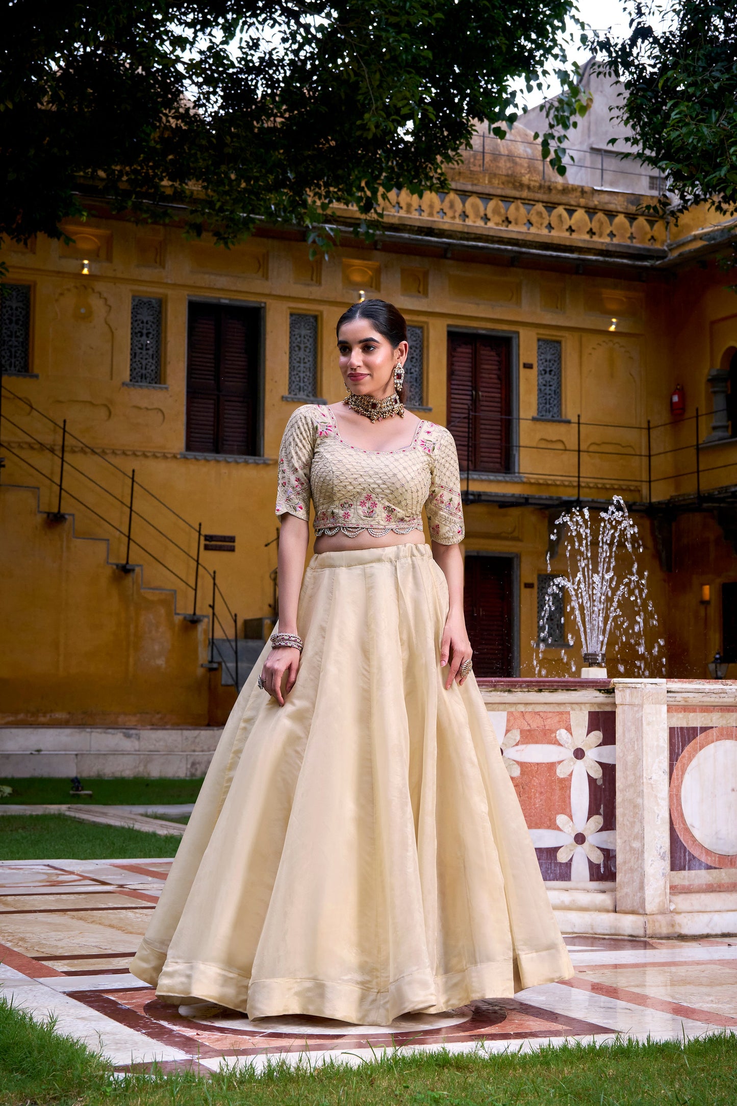 TILTON WEDDING SPECIAL RASPBERRY SEQUINS AND THREAD EMBROIDERY LEHENGA CHOLI