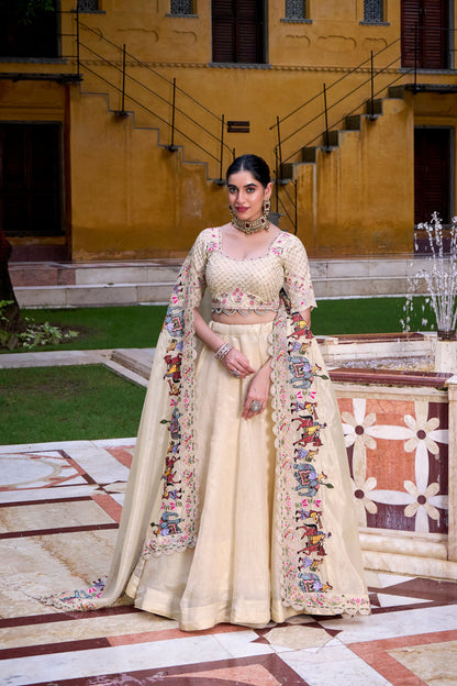 TILTON WEDDING SPECIAL RASPBERRY SEQUINS AND THREAD EMBROIDERY LEHENGA CHOLI