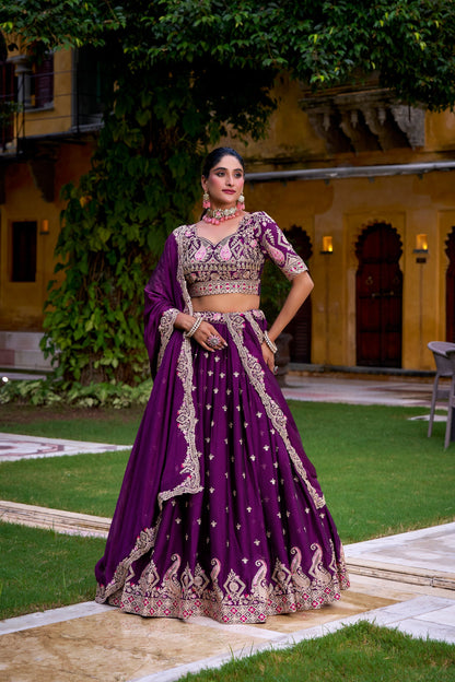 WEDDING SPECIAL RANGOLI SILK SEQUINS EMNROIDERED LEHENGA CHOLI WITH DUPATTA (WDN100)