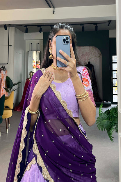 COTTON SILK THEREAD EMBROIDERED LEHENGA CHOLI WITH DUPATTA (WDN108) 03