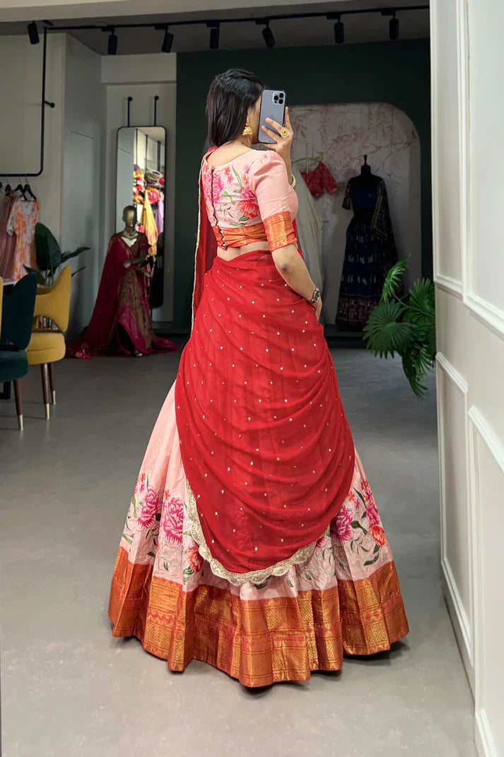 COTTON SILK THEREAD EMBROIDERED LEHENGA CHOLI WITH DUPATTA(WD105) (01)