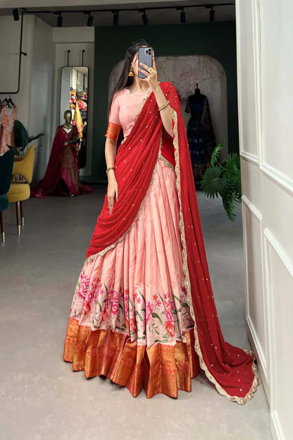 COTTON SILK THEREAD EMBROIDERED LEHENGA CHOLI WITH DUPATTA(WD105) (01)