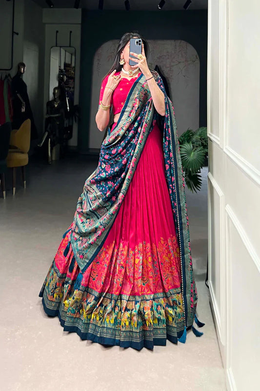 FESTIVAL SPECIAL TUSSAR SILK LEHENGA CHOLI WITH DUPATTA(WD88) (02)