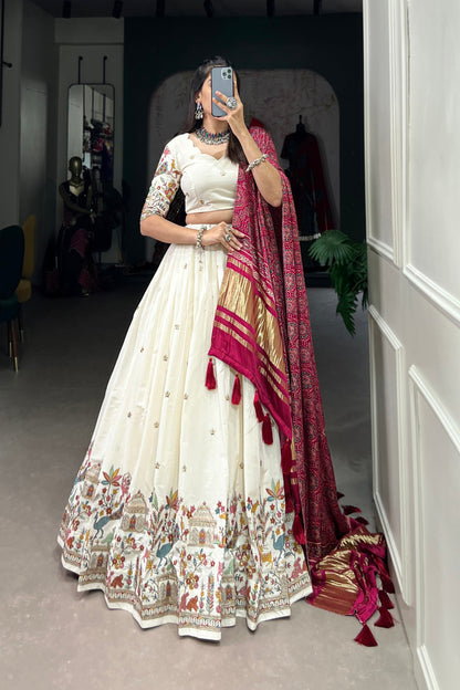 WEDDING SPECIAL KHADI COTTON LEHENGA CHOLI WITH GAJI SILK DUPATTA (WDN101)02