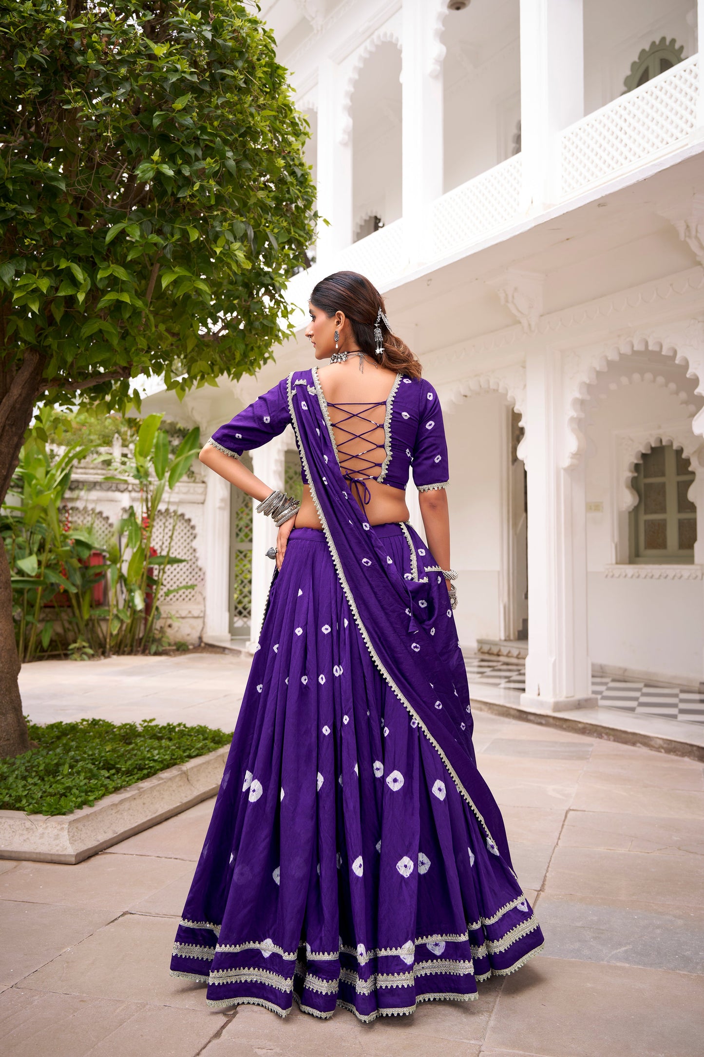 TILTON PURE CHANDERI BHANDHEJ PRINT LEHENGA CHOLI WITH DUPATTA