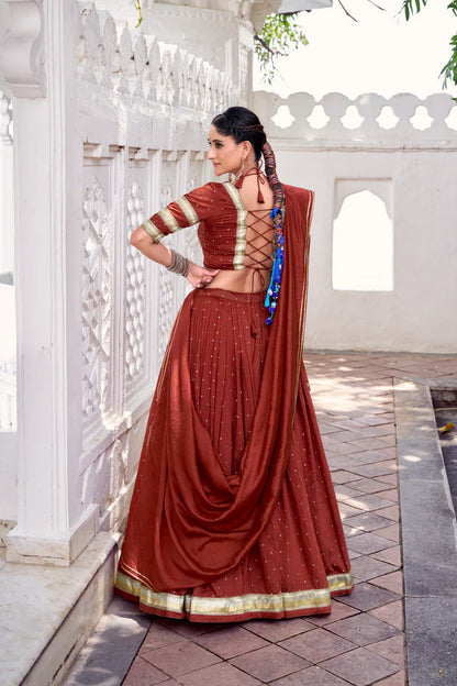NAVRATRI SPECIAL PURE CHANDERI ZARI WEAVING LEHENGA CHOLI WITH DUPATTA(WD191) (03)