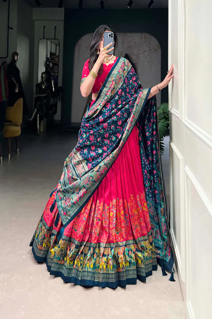 FESTIVAL SPECIAL TUSSAR SILK LEHENGA CHOLI WITH DUPATTA(WD88) (02)