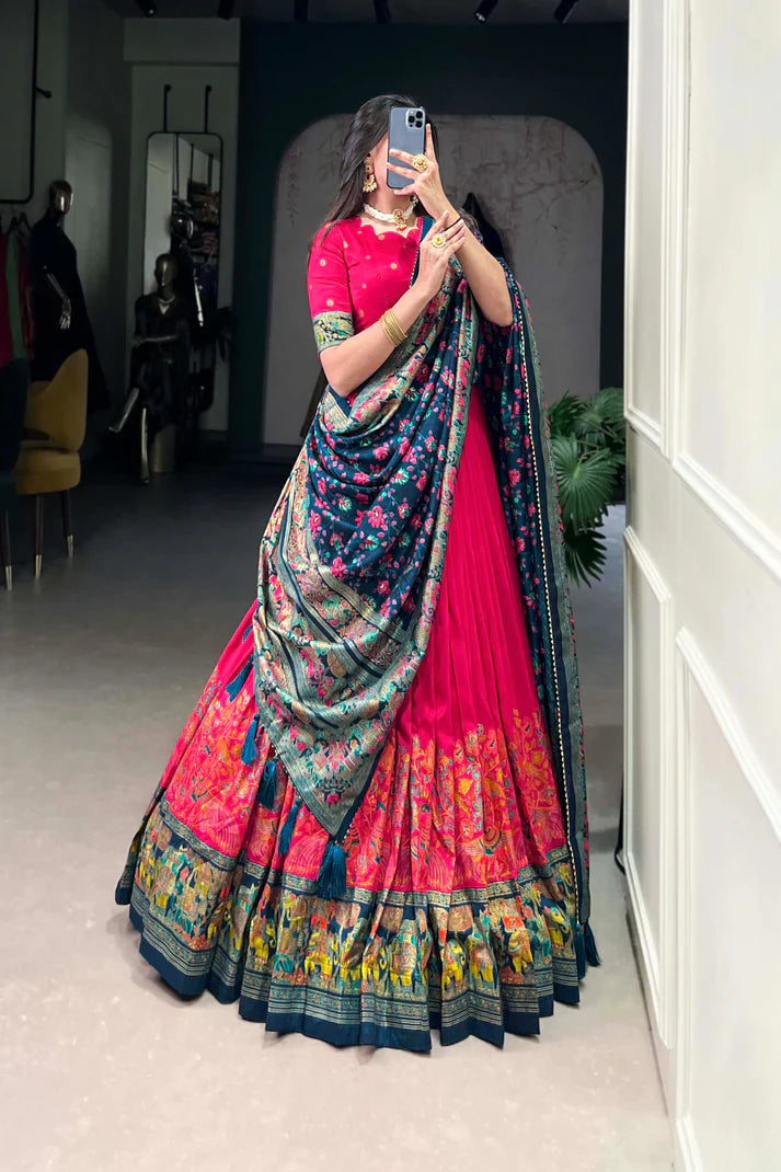 FESTIVAL SPECIAL TUSSAR SILK LEHENGA CHOLI WITH DUPATTA(WD88) (02)