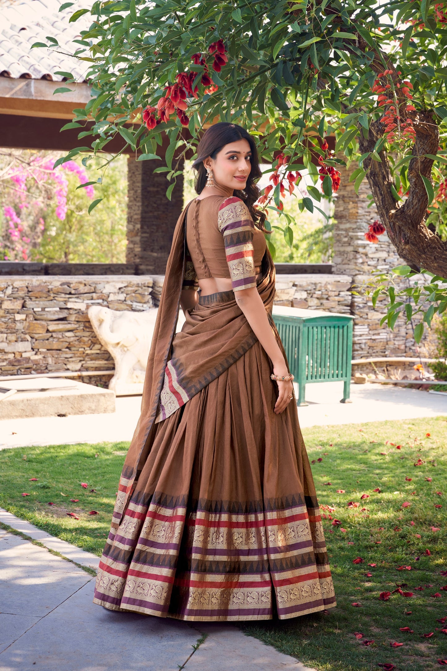 PURE CHANDERI LEHENGA CHOLI WITH DUPATTA (WDN125) 02