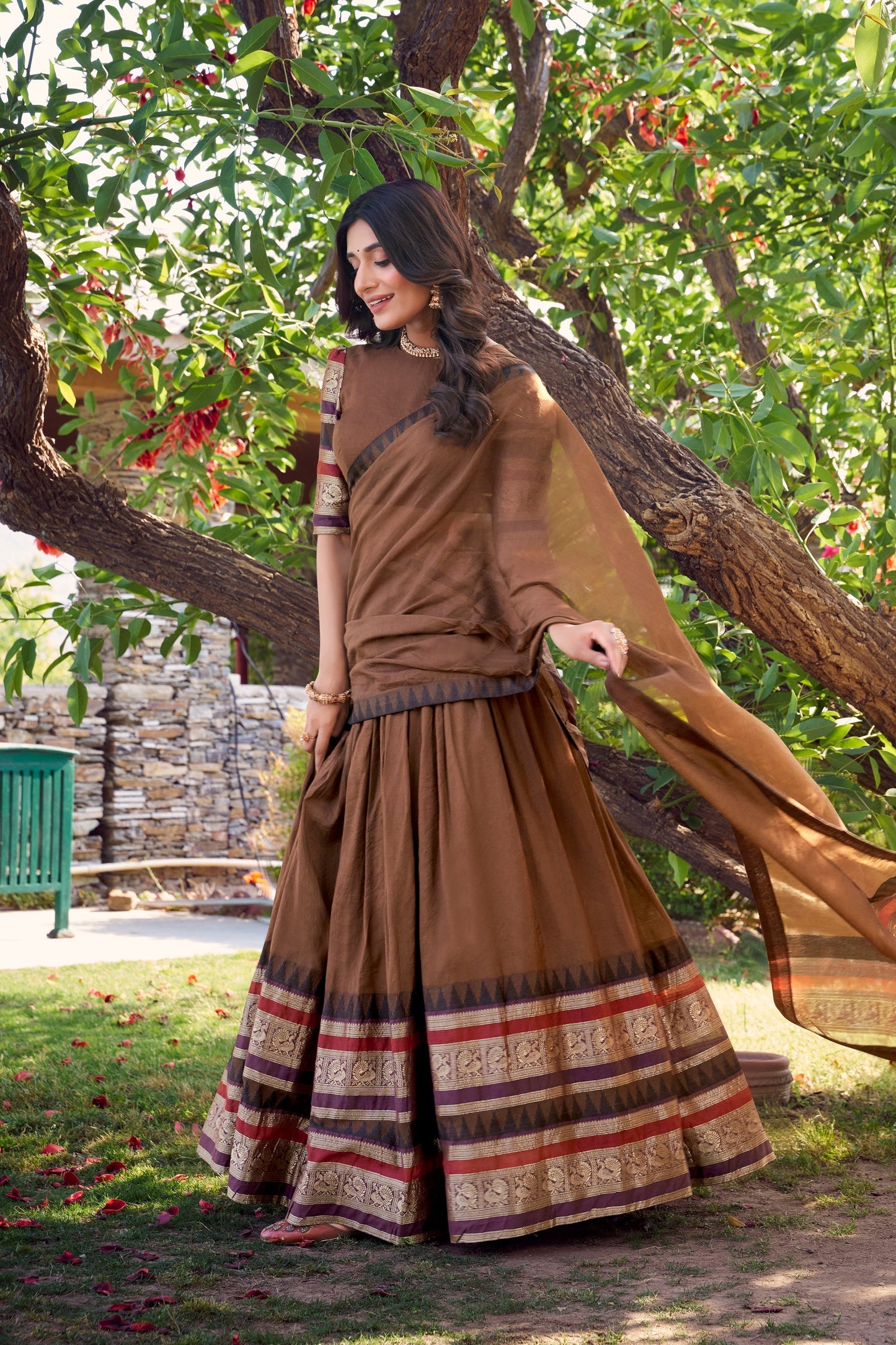 PURE CHANDERI LEHENGA CHOLI WITH DUPATTA (WDN125) 02
