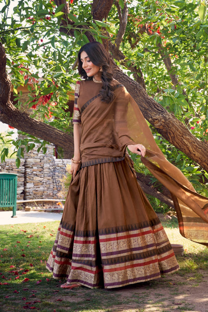 PURE CHANDERI LEHENGA CHOLI WITH DUPATTA (WDN125) 02