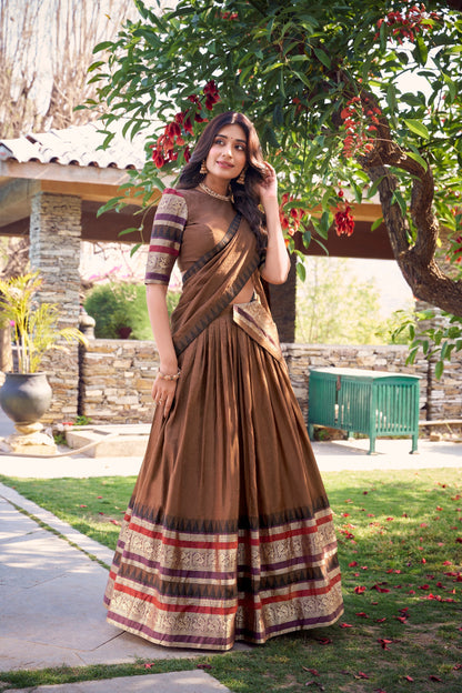 PURE CHANDERI LEHENGA CHOLI WITH DUPATTA (WDN125) 02