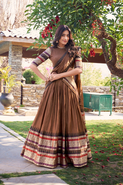 PURE CHANDERI LEHENGA CHOLI WITH DUPATTA (WDN125) 02