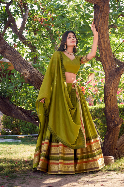 PURE CHANDERI LEHENGA CHOLI WITH DUPATTA (WDN125) 03