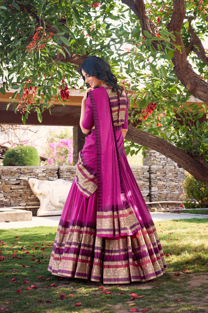 PURE CHANDERI LEHENGA CHOLI WITH DUPATTA (WDN125) 01