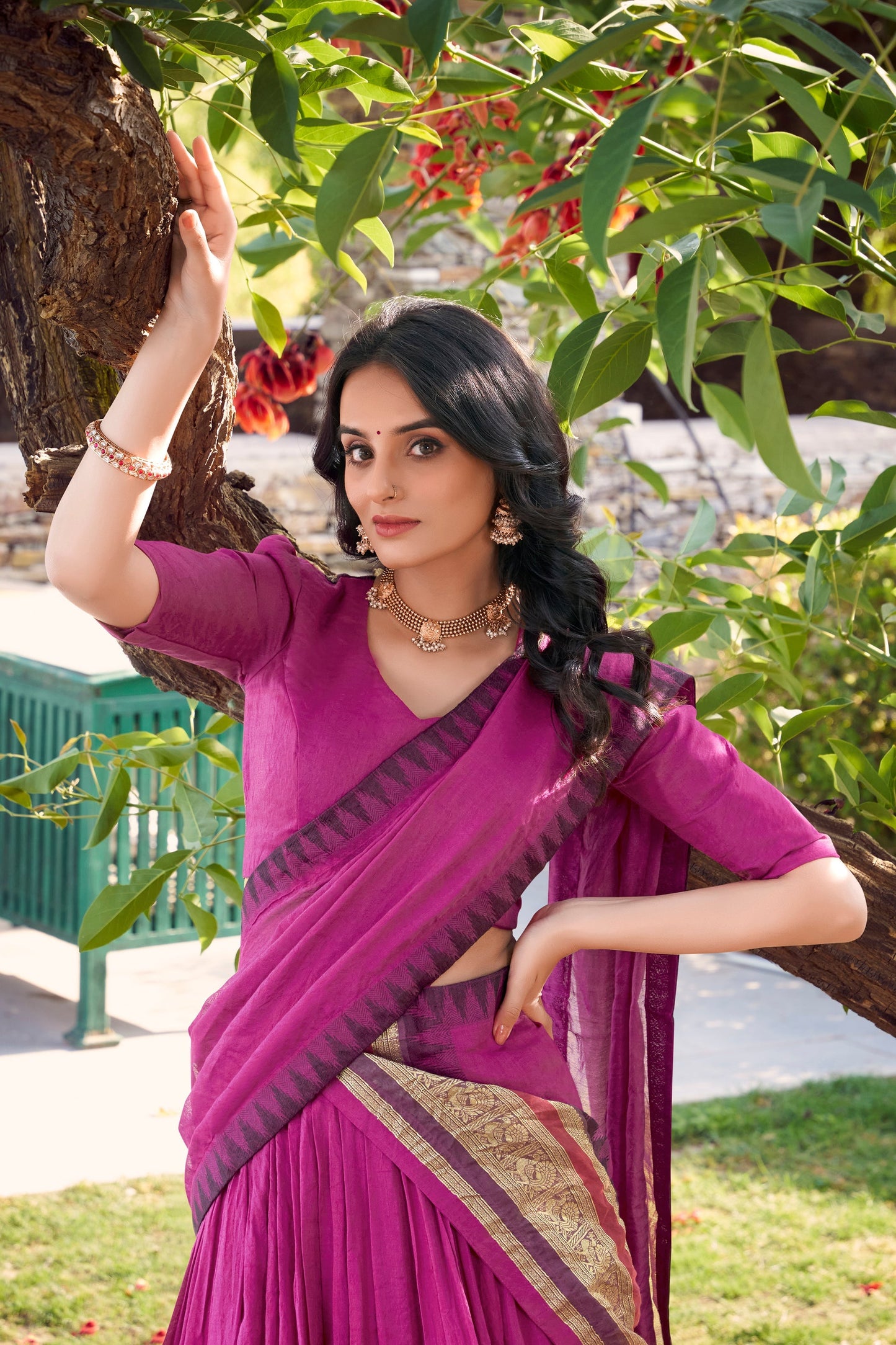 PURE CHANDERI LEHENGA CHOLI WITH DUPATTA (WDN125) 01