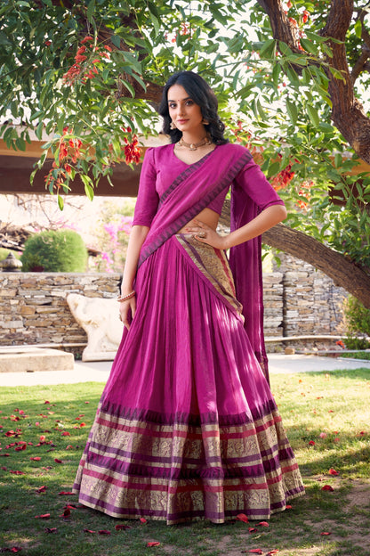 PURE CHANDERI LEHENGA CHOLI WITH DUPATTA (WDN125) 01