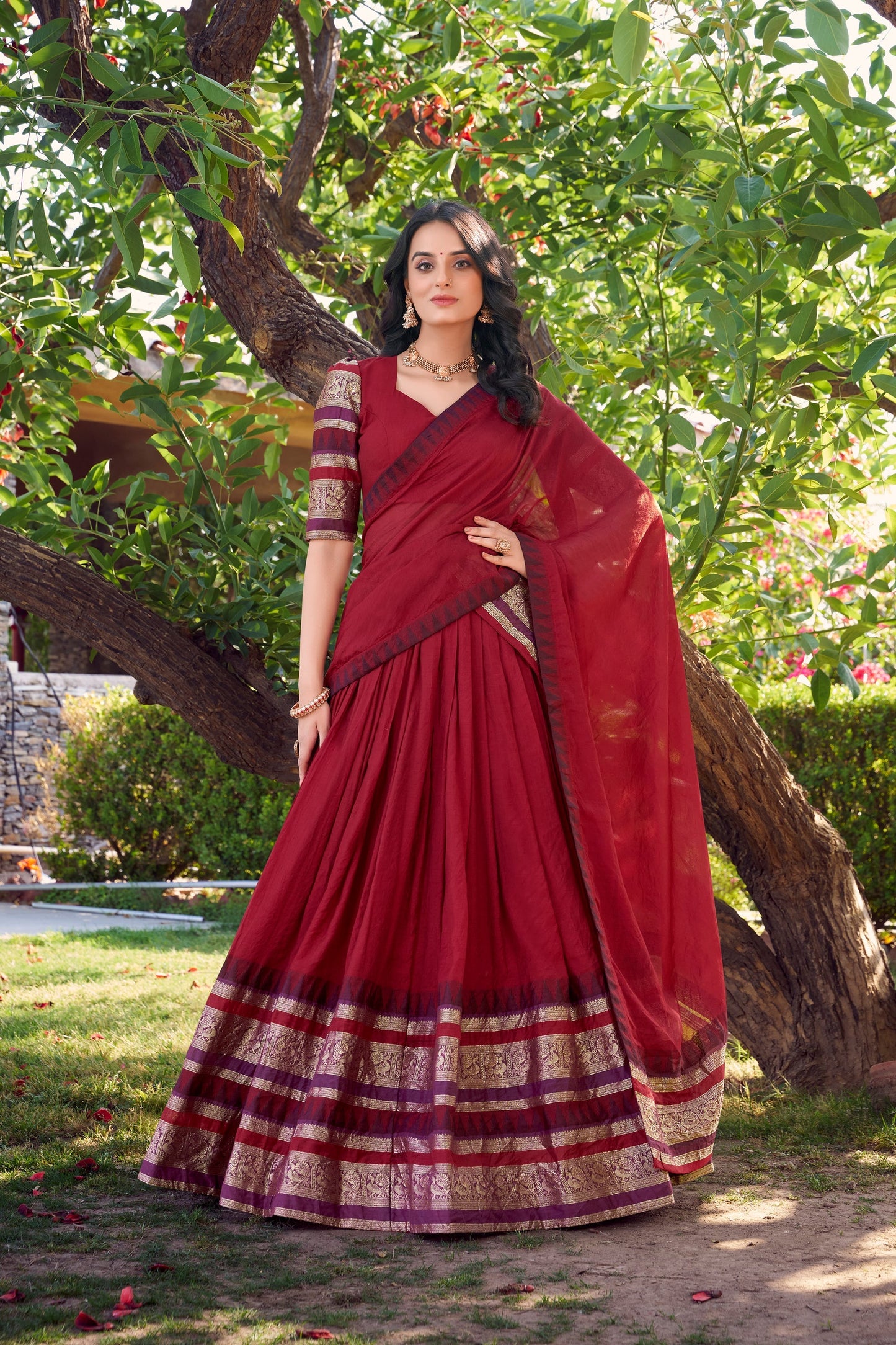 PURE CHANDERI LEHENGA CHOLI WITH DUPATTA (WDN125)
