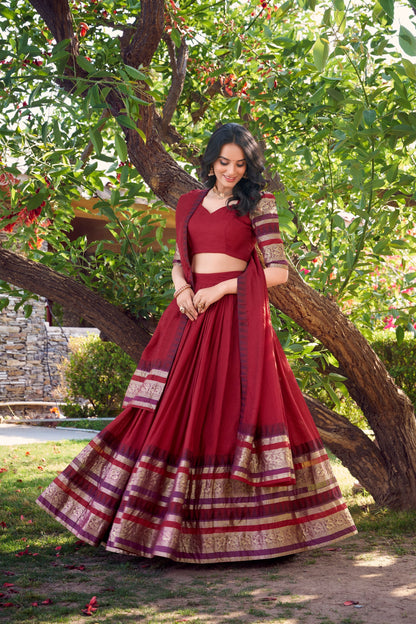 PURE CHANDERI LEHENGA CHOLI WITH DUPATTA (WDN125)