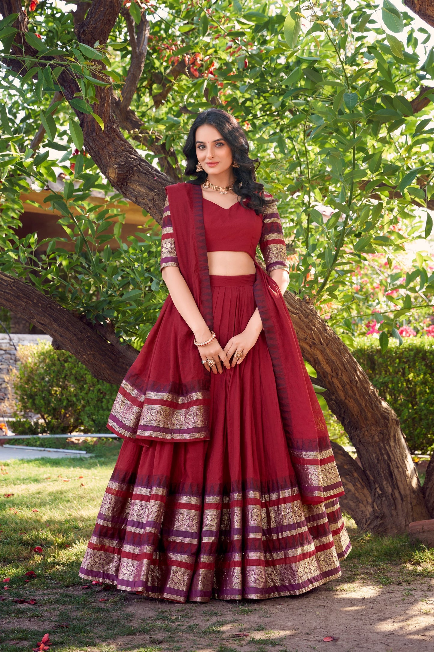 PURE CHANDERI LEHENGA CHOLI WITH DUPATTA (WDN125)