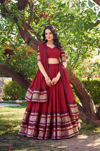 PURE CHANDERI LEHENGA CHOLI WITH DUPATTA (WDN125)