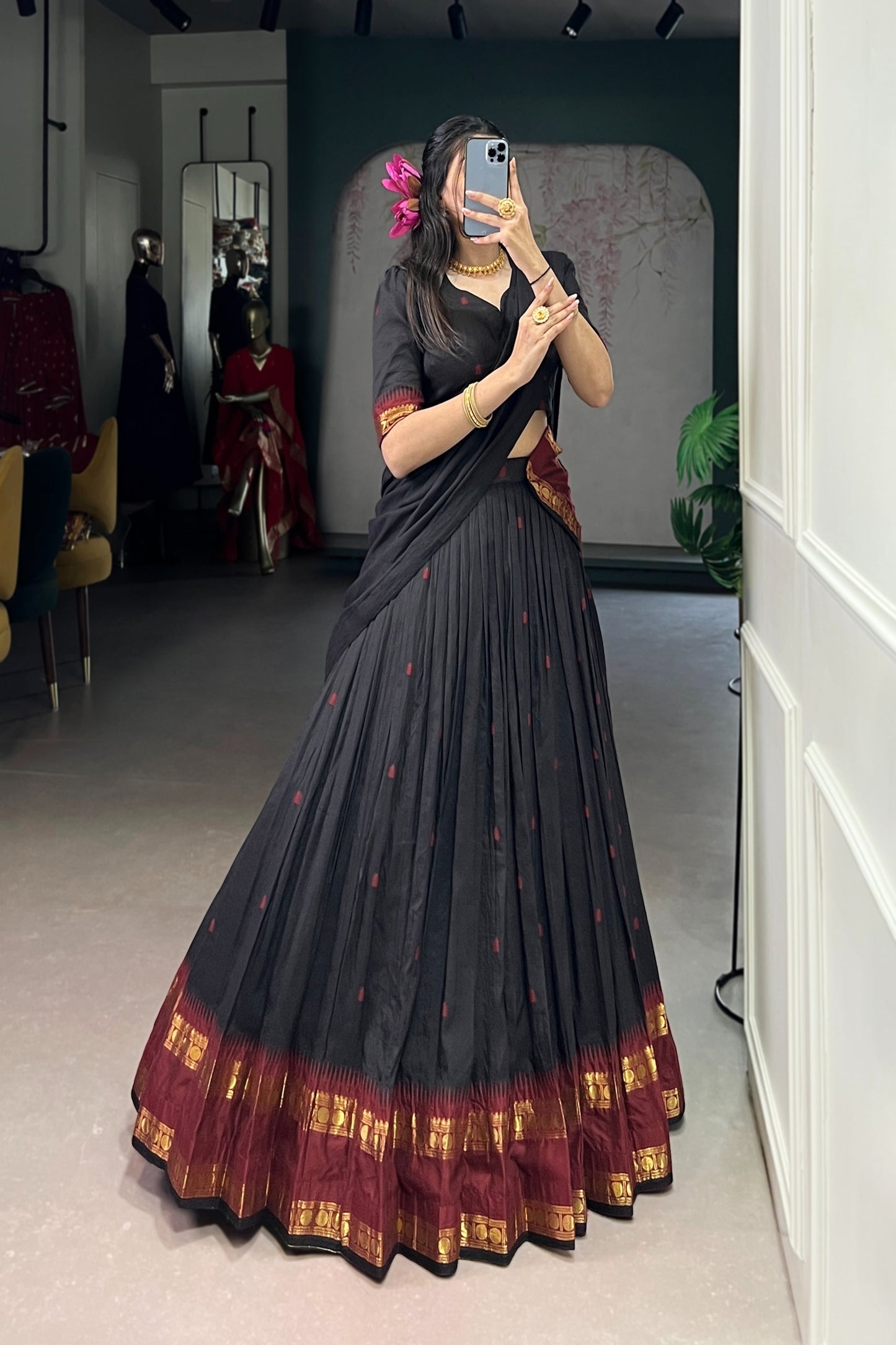 PURE CHANDERI ZARI WEAVING LEHENGA CHOLI WITH DUPATTA (WDN92)