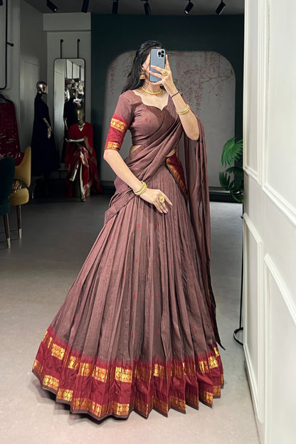 PURE CHANDERI ZARI WEAVING LEHENGA CHOLI WITH DUPATTA (WDN92) 01