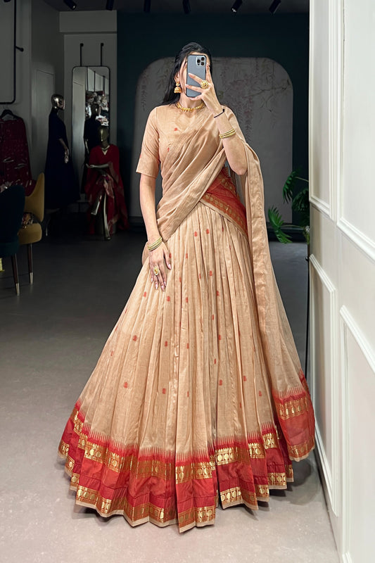 PURE CHANDERI ZARI WEAVING LEHENGA CHOLI WITH DUPATTA (WDN92) 02