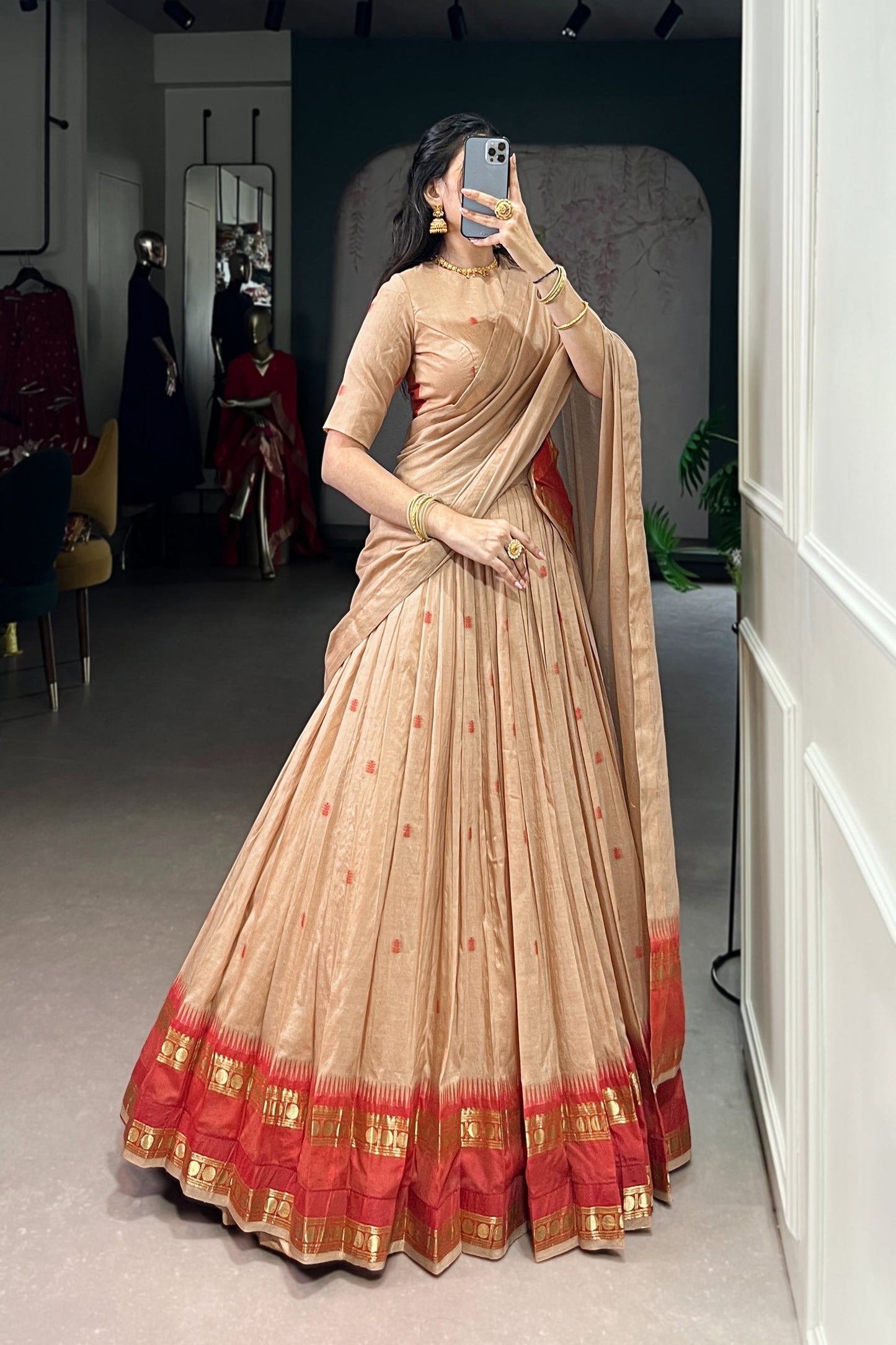 PURE CHANDERI ZARI WEAVING LEHENGA CHOLI WITH DUPATTA (WDN92) 02