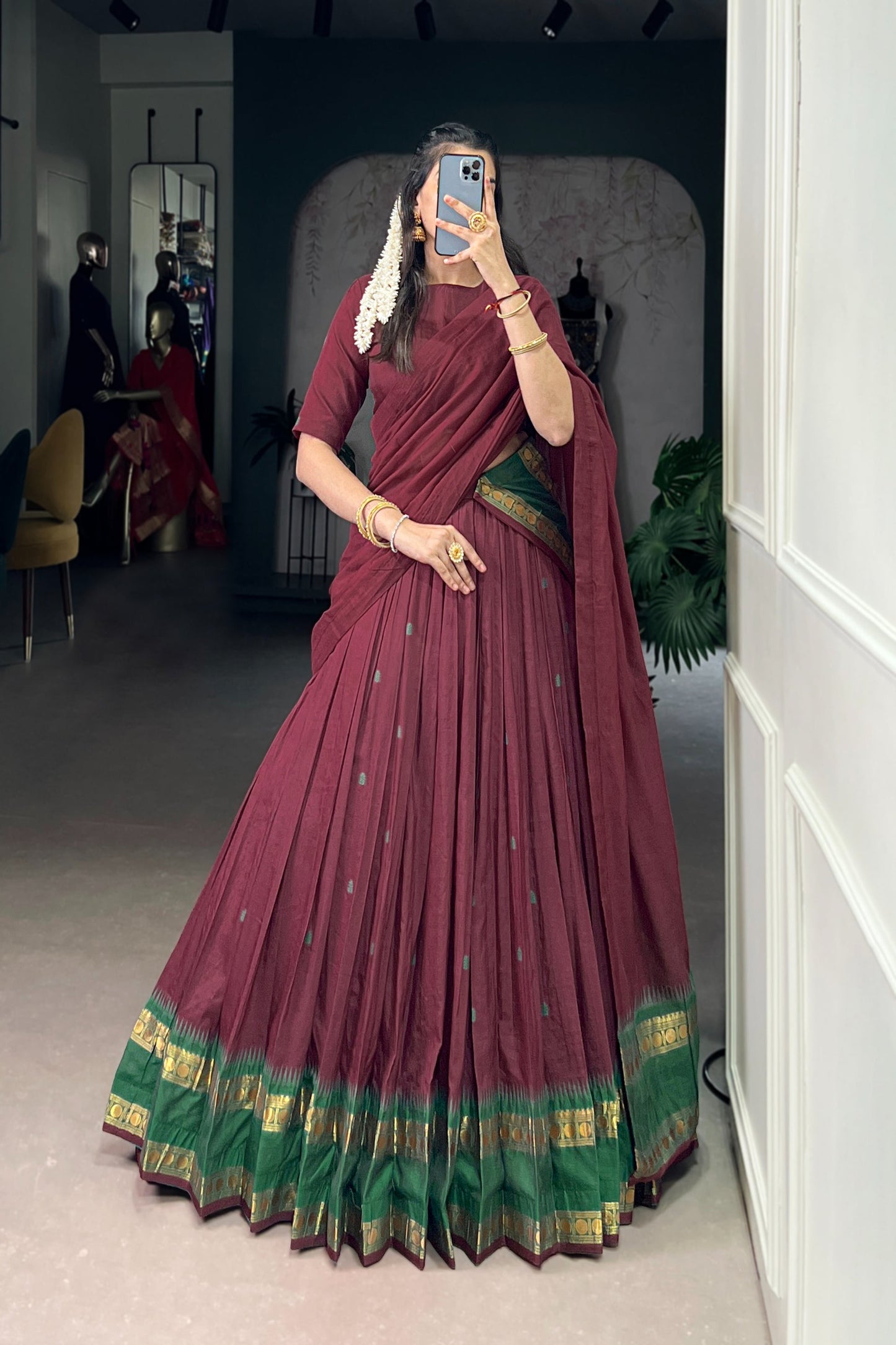 PURE CHANDERI ZARI WEAVING LEHENGA CHOLI WITH DUPATTA (WDN92) 03