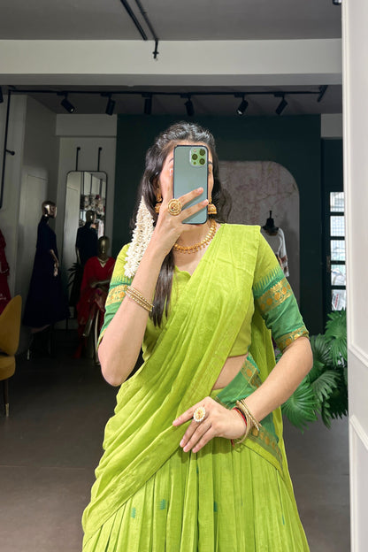 PURE CHANDERI ZARI WEAVING LEHENGA CHOLI WITH DUPATTA (WDN92) 06