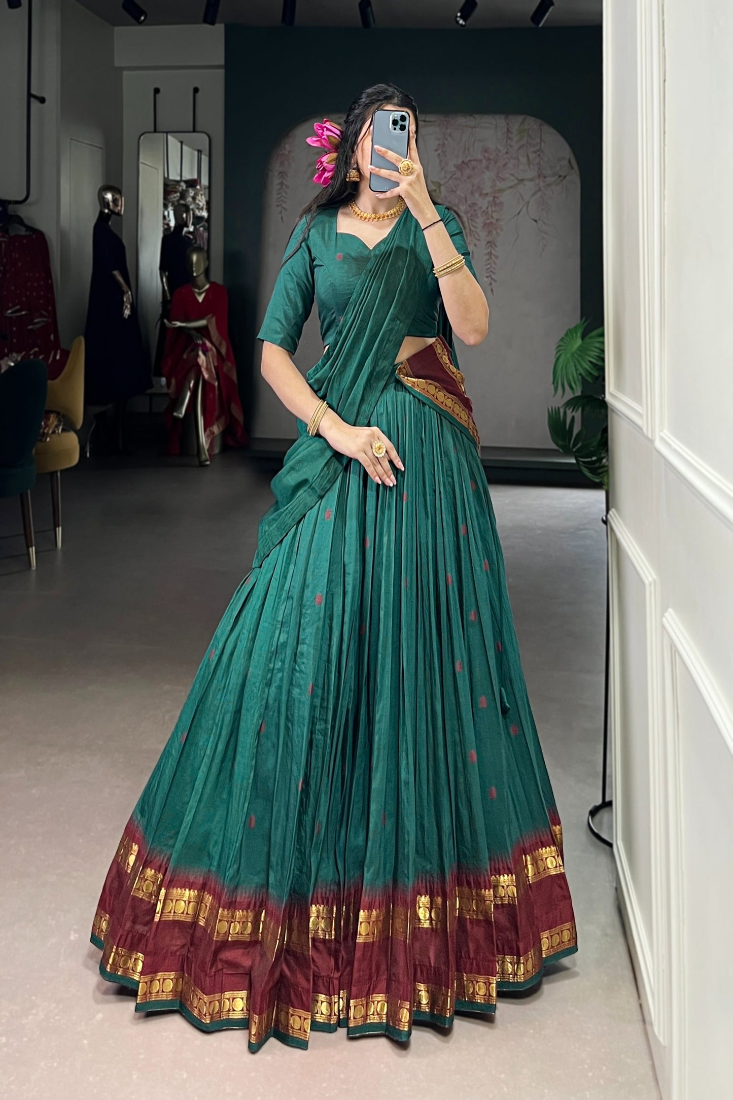 PURE CHANDERI ZARI WEAVING LEHENGA CHOLI WITH DUPATTA (WDN92) 07