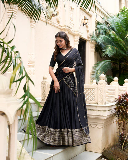 PURE CHANDERI ZARI WEAVING LEHENGA CHOLI WITH SEQUINS EMBROIDERED DUPATTA(WD95) (04)