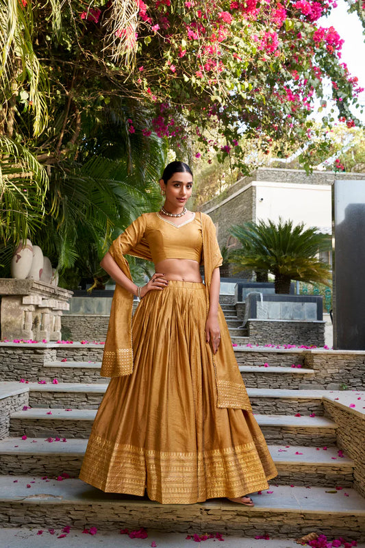 PURE CHANDERI ZARI WEAVING LEHENGA CHOLI WITH SEQUINS EMBROIDERED DUPATTA(WD95) (01)