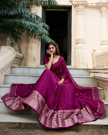 PURE CHANDERI ZARI WEAVING LEHENGA CHOLI WITH SEQUINS EMBROIDERED DUPATTA(WD95) (07)