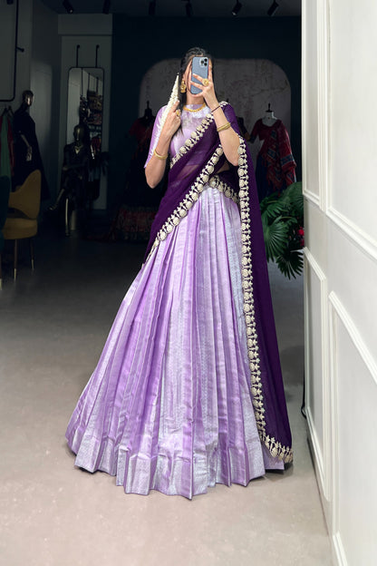 TILTON JEQUARD SILK LEHENGA CHOLI WITH DUPATTA
