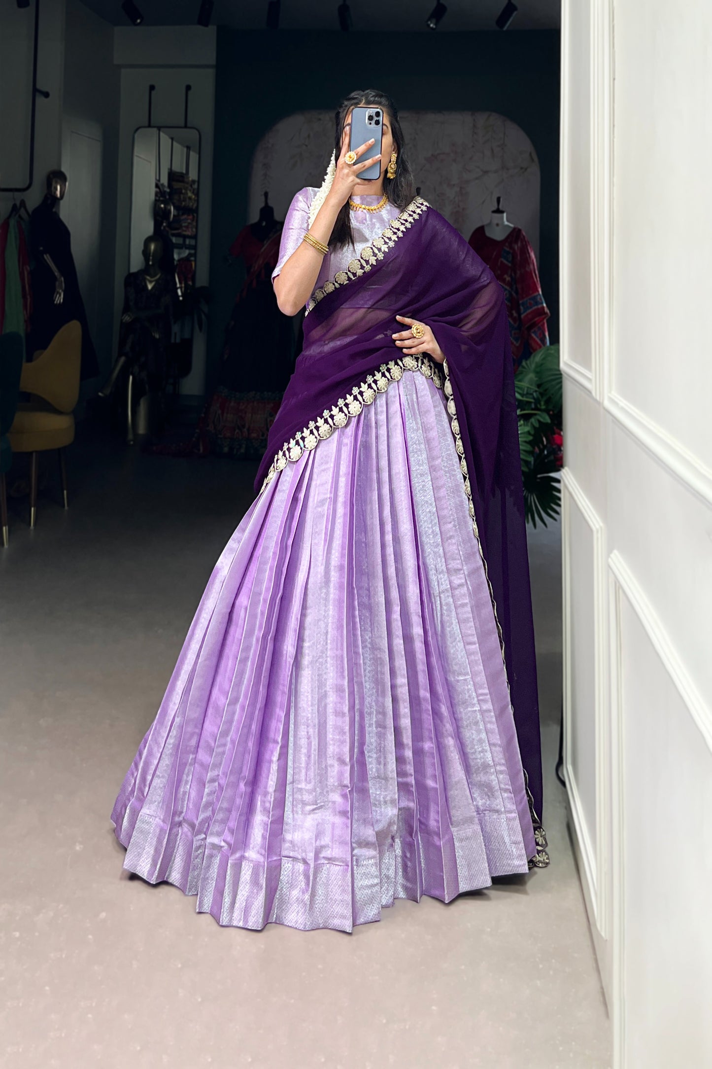 TILTON JEQUARD SILK LEHENGA CHOLI WITH DUPATTA